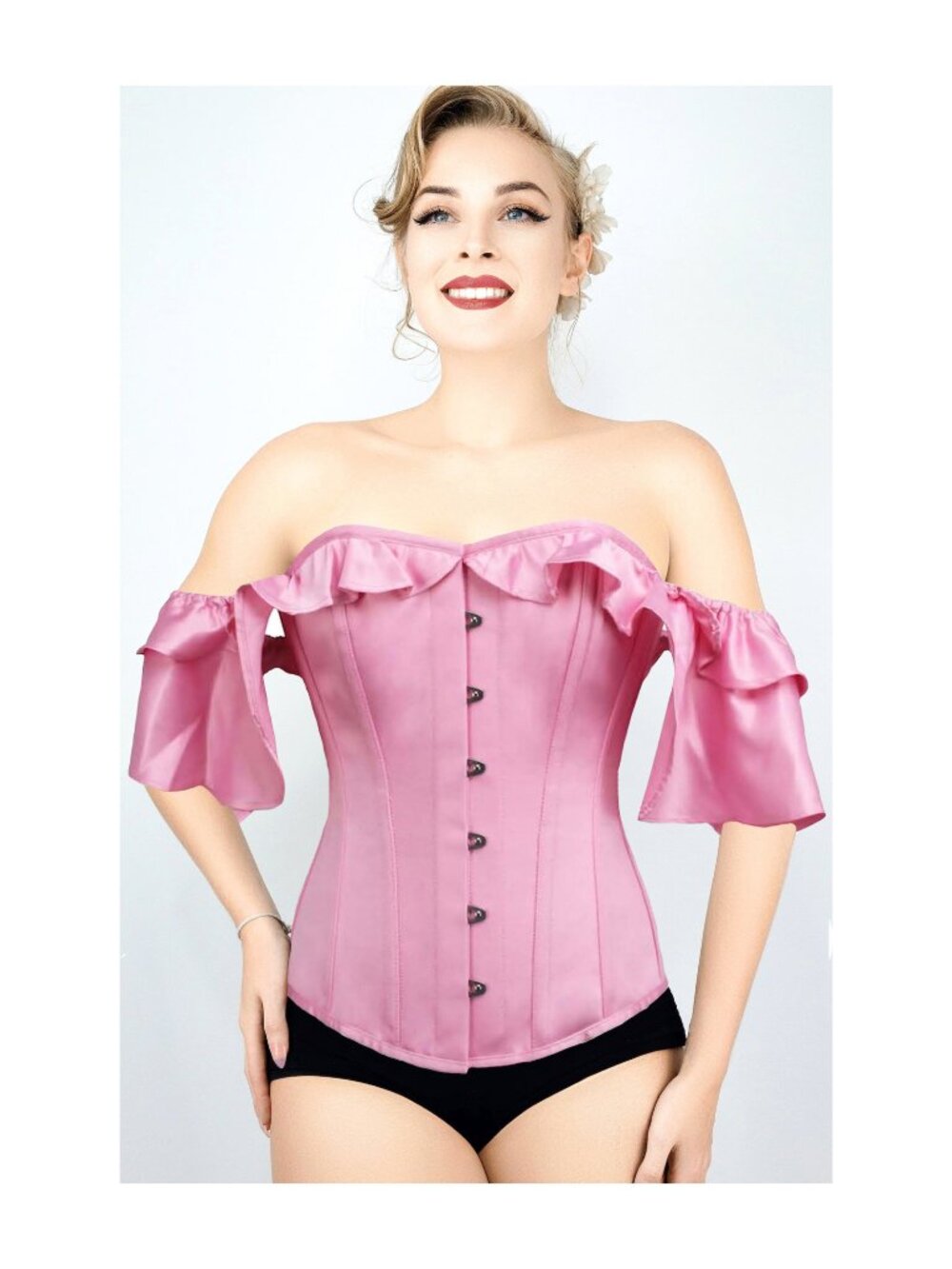 EU Imported Pink Satin Steel Boned Corset Top NWT UK 18 / US 14